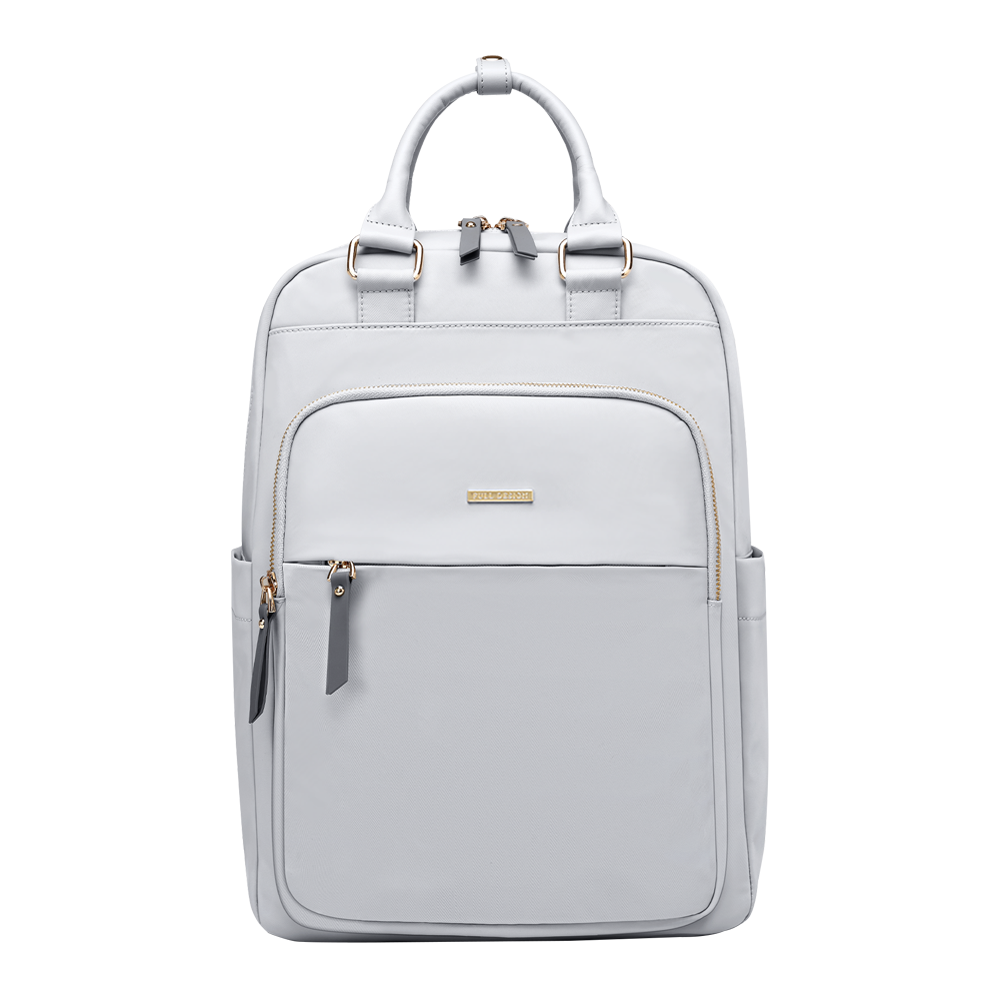 15 inche laptop backpack for women CLUCI Leather 15.6 inch Computer Backpack Stylish Travel Backpack Purse for Women Work Daypack Bag, Off-white With Brown (L) 14.5 x (W) 4.33 x (H) 16.53 Laptop Backpack 15 -17 Inch