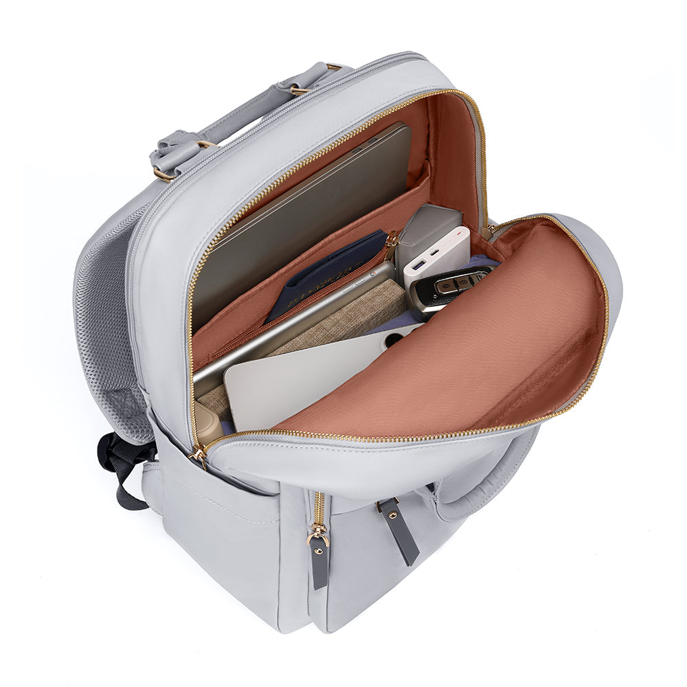 15 laptop backpack women MATEIN Women's 15.6" Backpack, 14 Pockets Water Resistant The leather laptop backpack is made of top quality vegan leather with polyester lining Professional Women's Laptop Backpack with