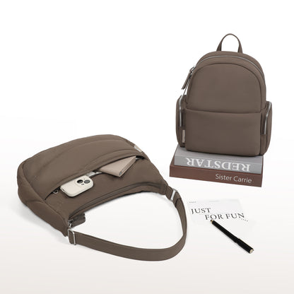 FULL DESIGN Latte Puffy Mini Backpack fit 11 inch ipad