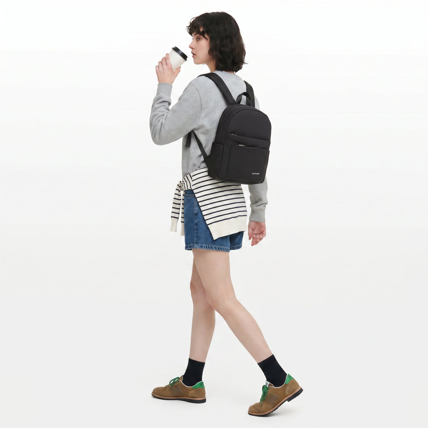 FULL DESIGN Milky Mini Backpack with Multiple Compartments Fits 11-inch iPad for Daily Use